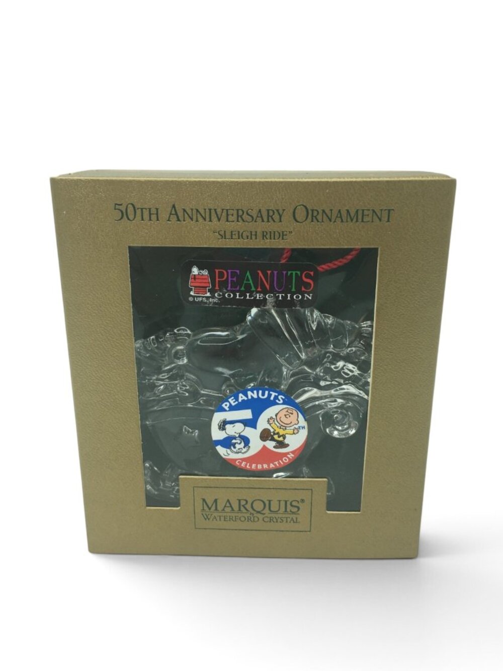 Waterford Marquis Crystal PEANUTS SNOOPY 50th Anniversary Sleigh Ride Ornament